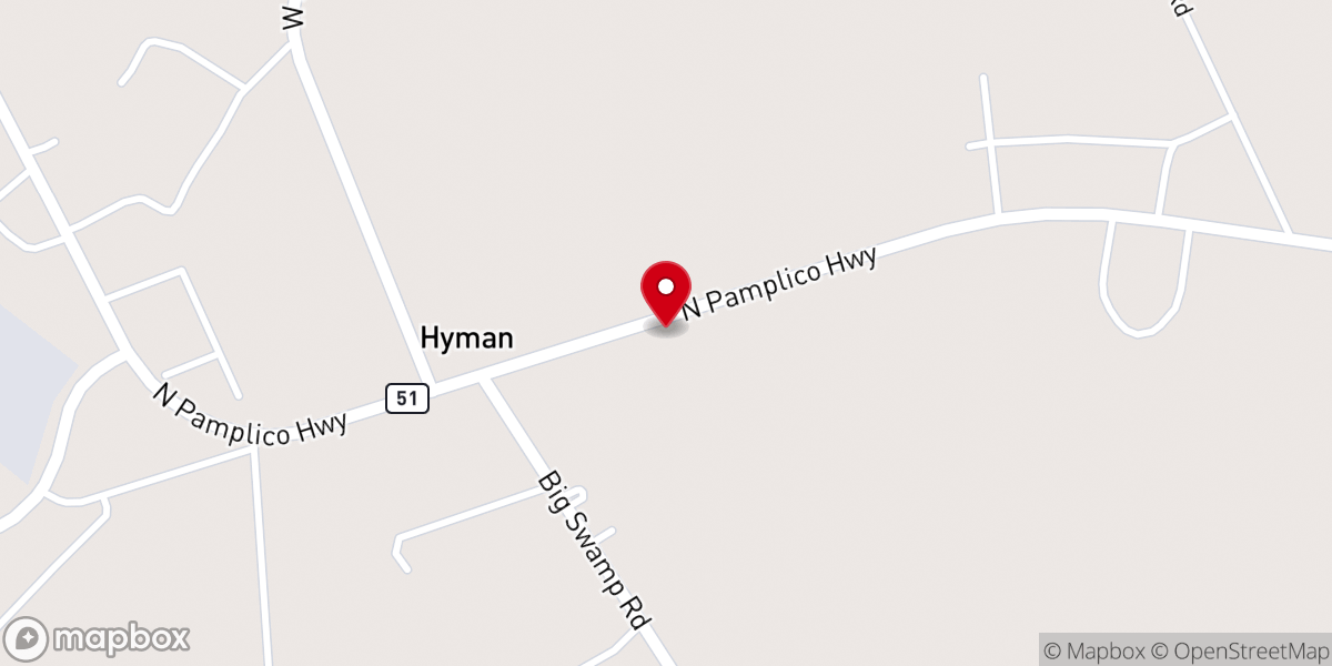 Map showing location of Beulah Baptist Church