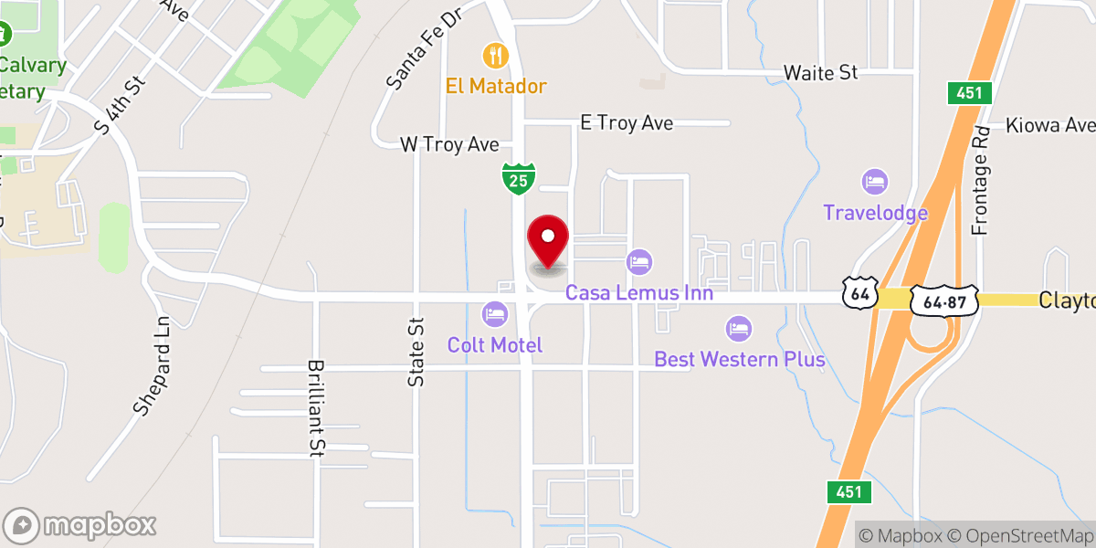 Map showing location of Raton Tourist Information Center