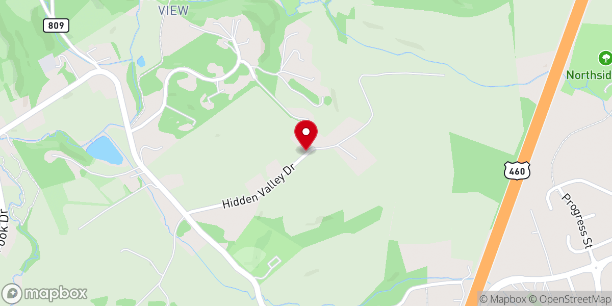 Map showing location of Hope Chapel Blacksburg Virginia
