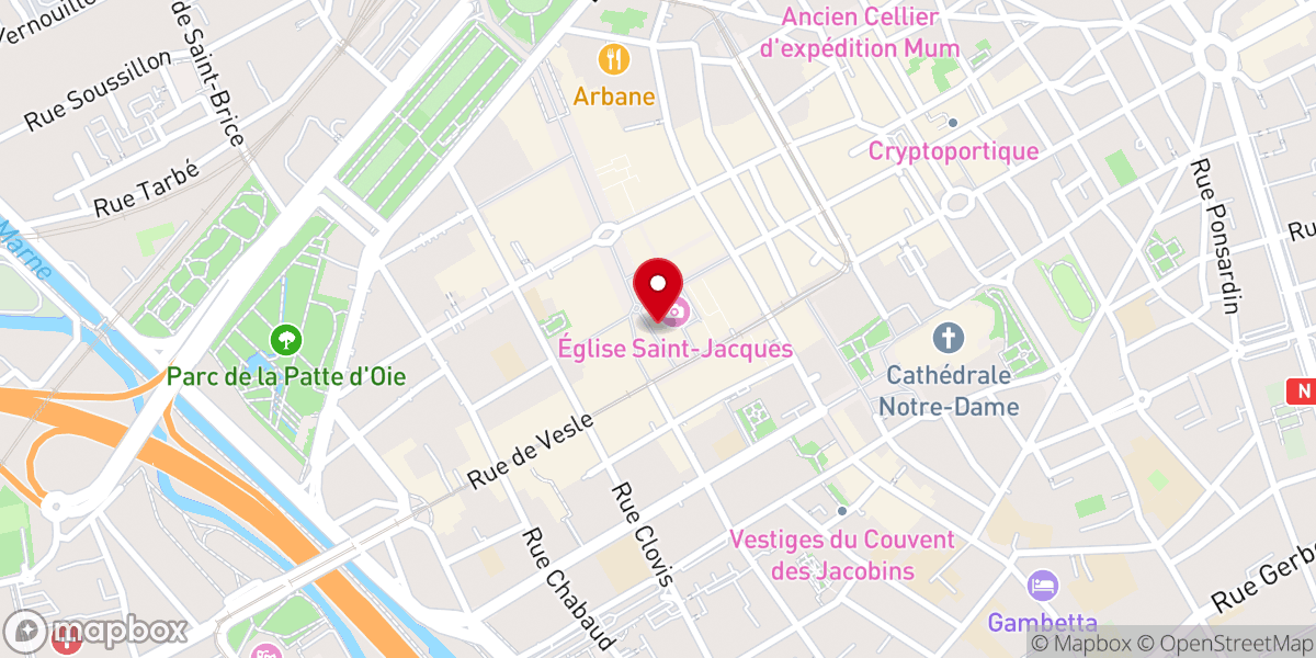 Map showing location of Église Saint-Jacques