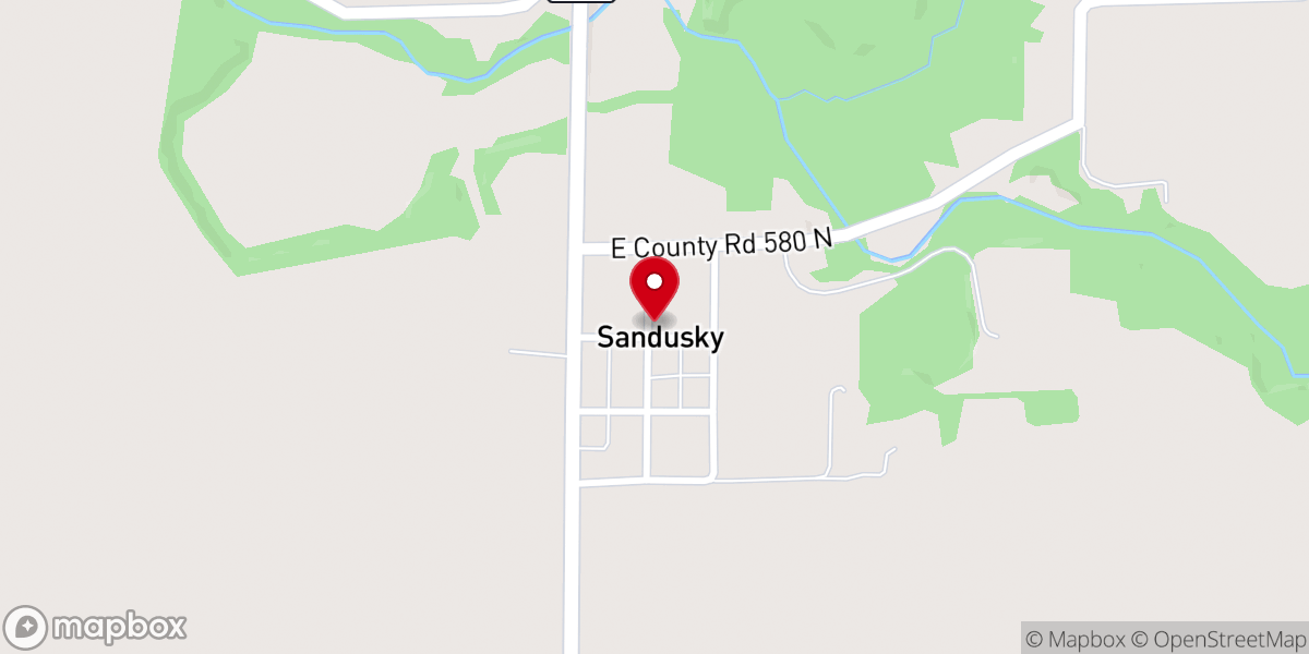 Map showing location of Sandusky United Methodist church