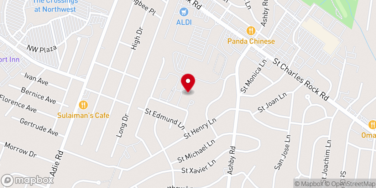 Map showing location of Hope Lutheran Church