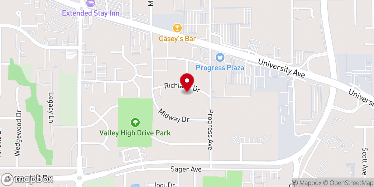 Map showing location of Calvary Christian Center