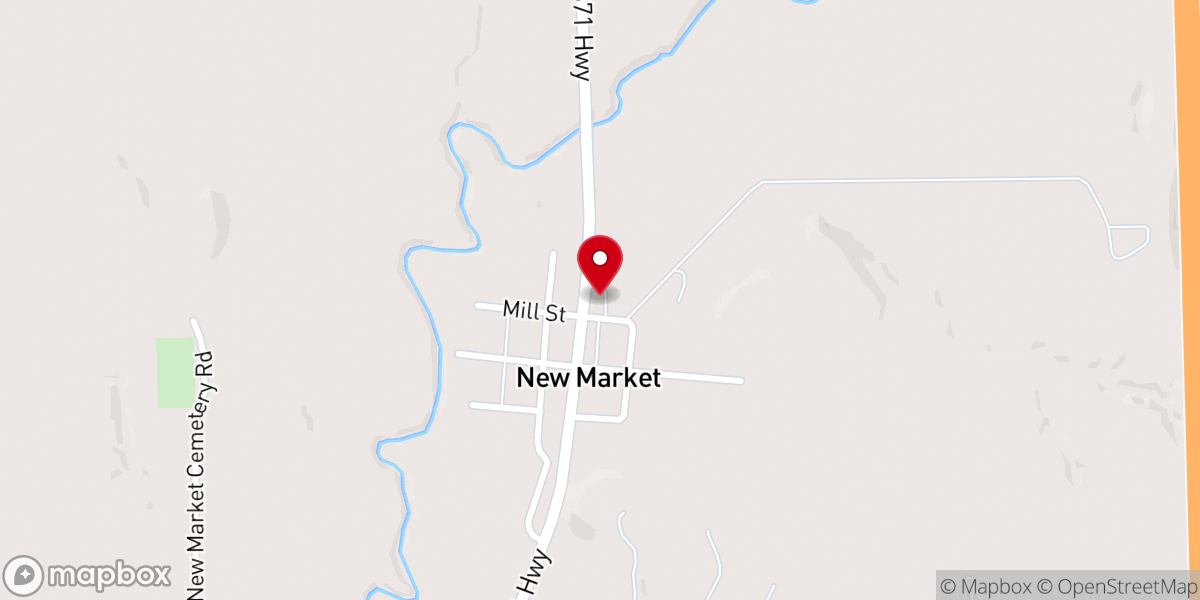 Map showing location of New Market Christian Church
