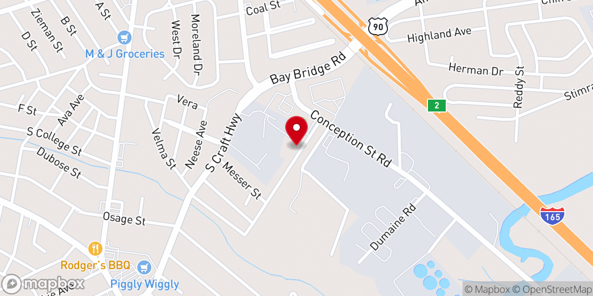 Map showing location of Blooming Grove Baptist Church