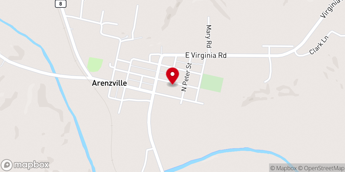 Map showing location of Arenzville United Methodist