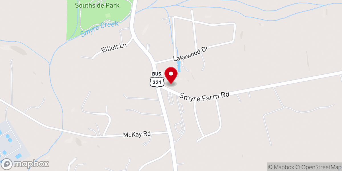 Map showing location of Catawba Valley Pentecostals