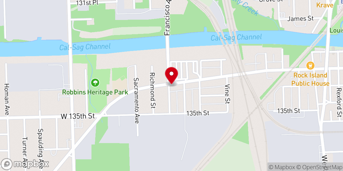 Map showing location of Iglesia Cristiana Pentecostes M.M.M. Blue Island, IL