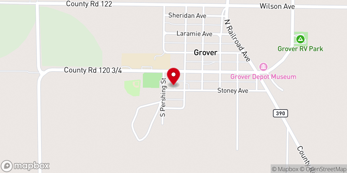 Map showing location of Grover Community Church