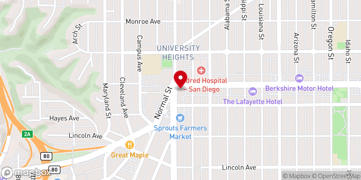Map showing location of Rhema Church San Diego