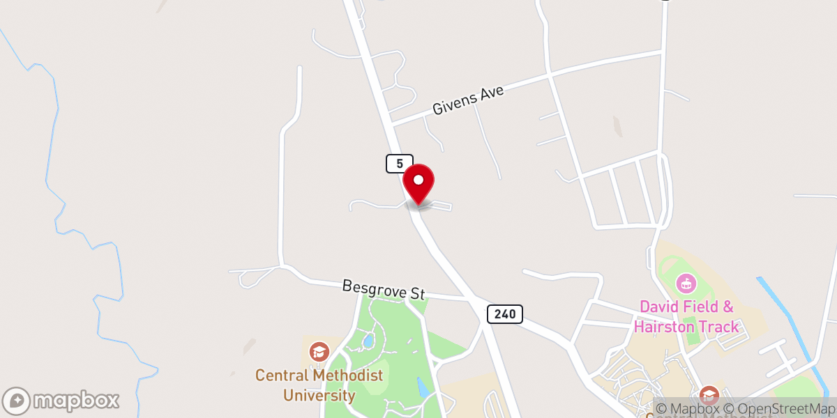 Map showing location of Hillside Baptist Church