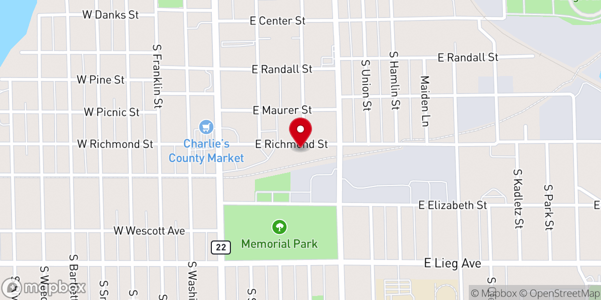 Map showing location of Shawano Area Food Pantry