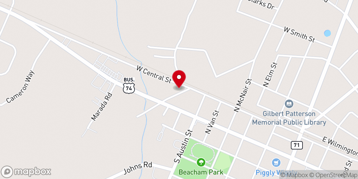 Map showing location of Evans Grove Bible Church Of God