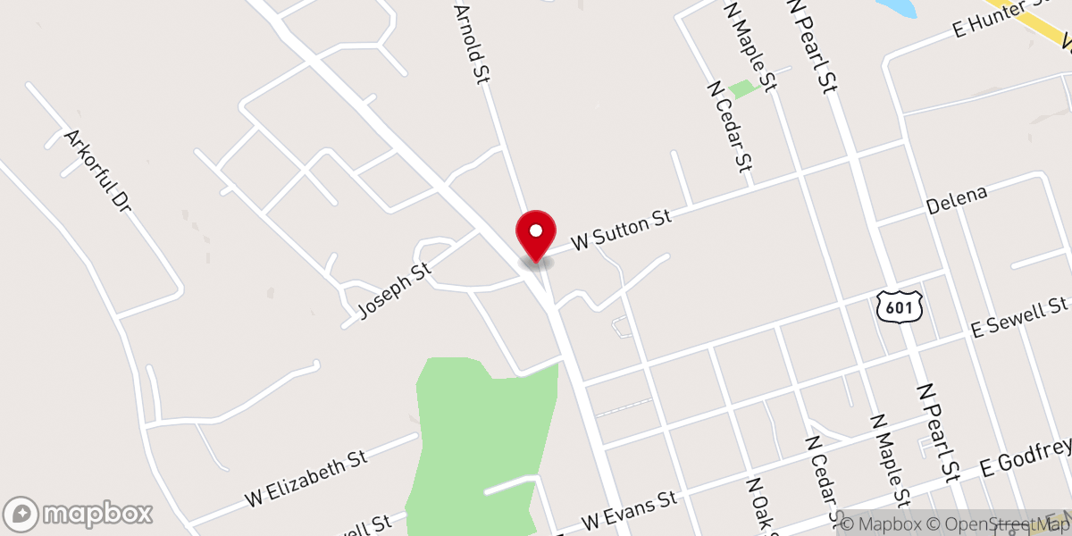 Map showing location of Tiney Grove Church