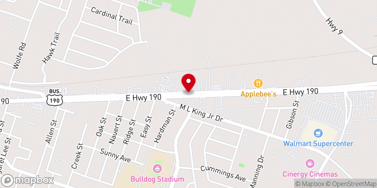Map showing location of Korean Methodist Church of Copperas Cove