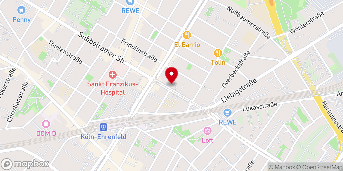 Map showing location of Evangelische Kirchengemeinde Ehrenfeld