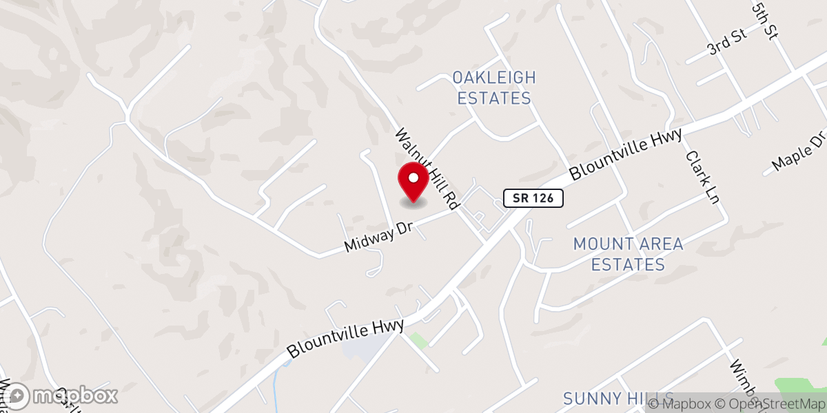 Map showing location of Walnut Hill Presbyterian Church