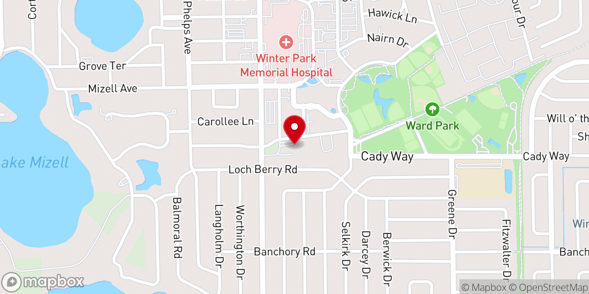 Map showing location of Winter Park Presbyterian Church