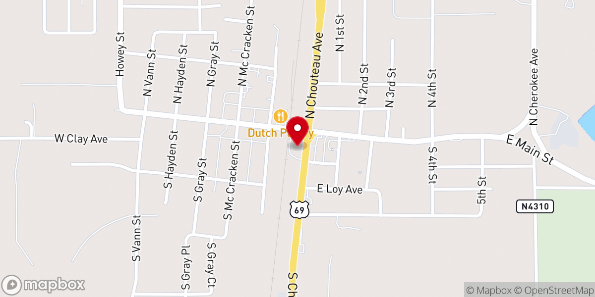 Map showing location of Nettie Ann's Bakery