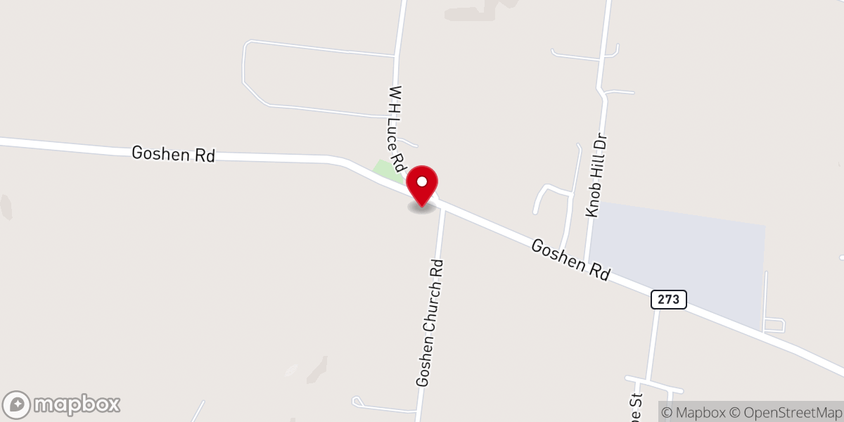 Map showing location of Goshen Church