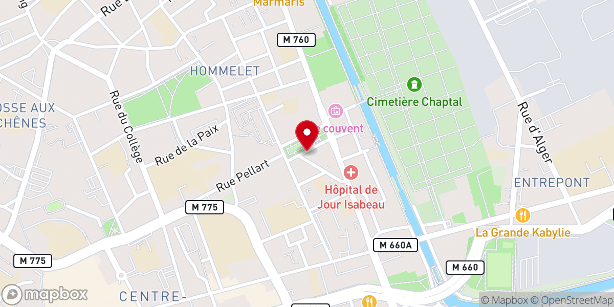 Map showing location of Eglise du Sacré Coeur à Roubaix démolie