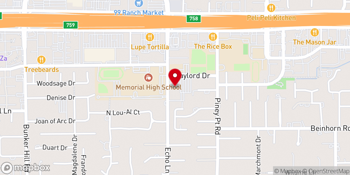 Map showing location of Memorial Church of Christ, Houston