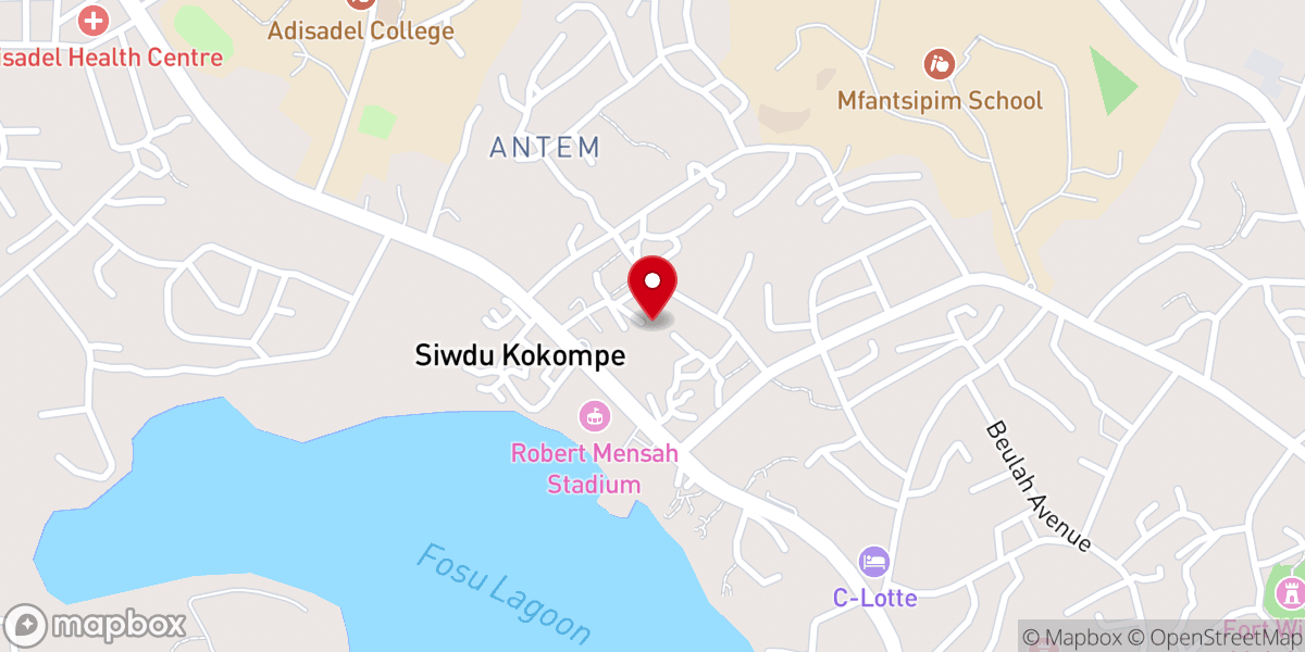 Map showing location of Cape Coast Central Seventh-Day Adventist Church