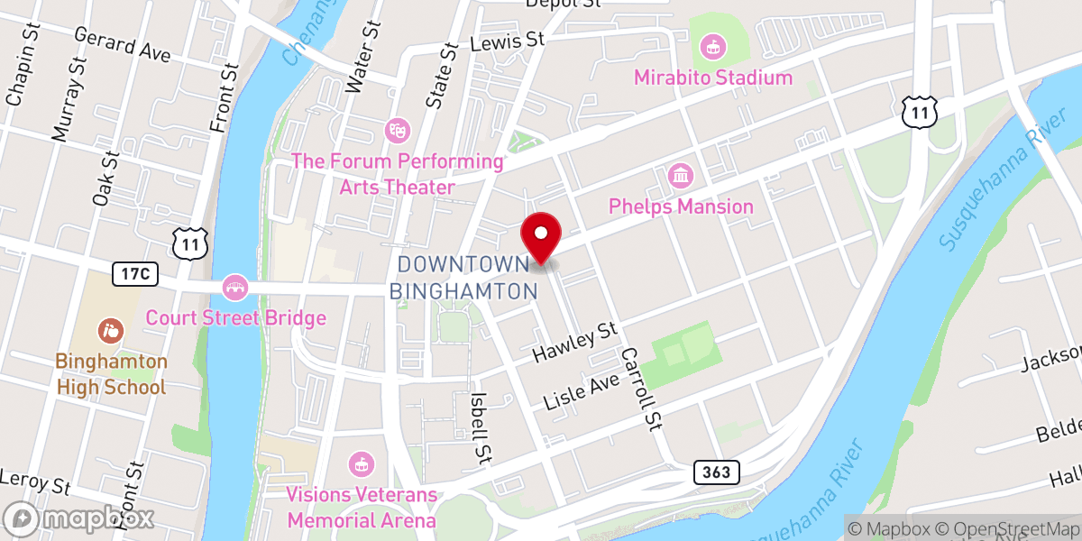 Map showing location of Landmark Church Binghamton