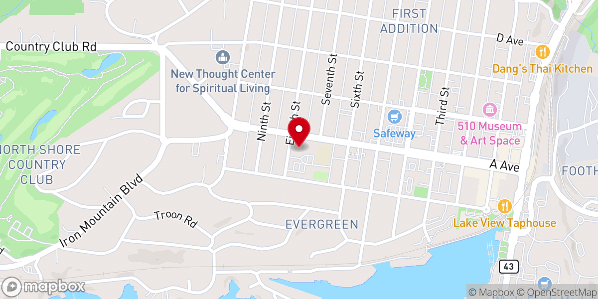 Map showing location of Our Lady of the Lake Catholic Church