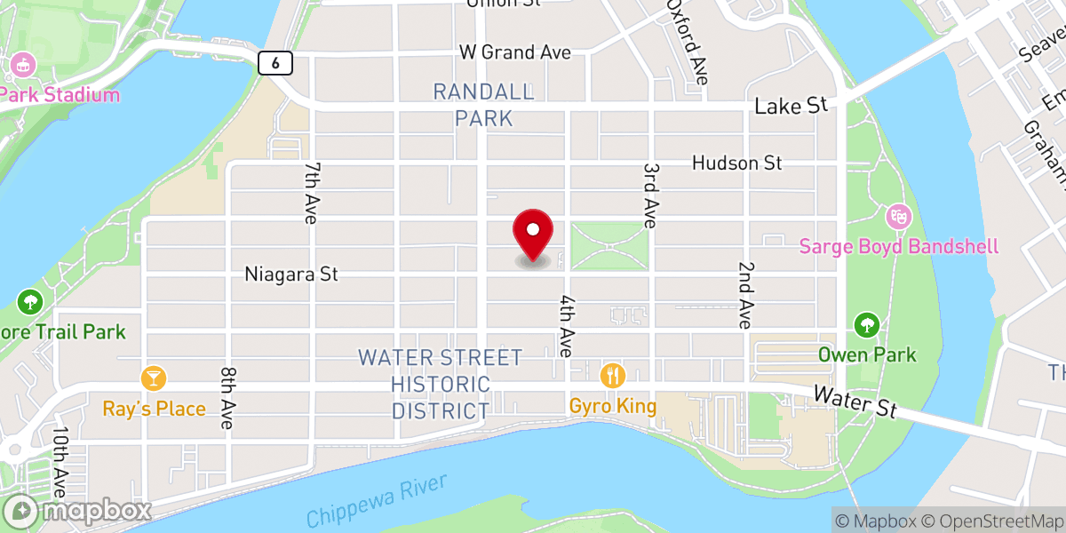Map showing location of First Baptist Church
