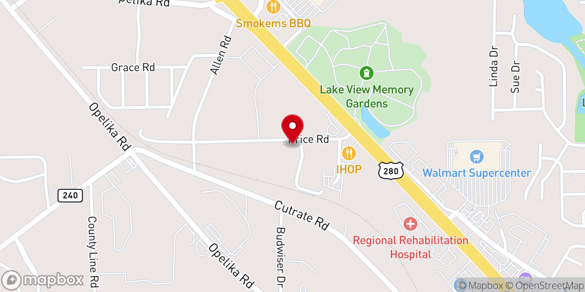 Map showing location of Price Road Baptist Church