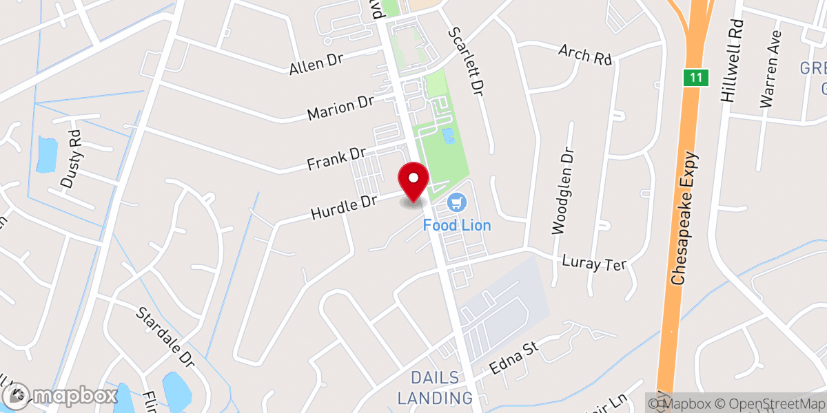 Map showing location of Great Bridge Church of Christ