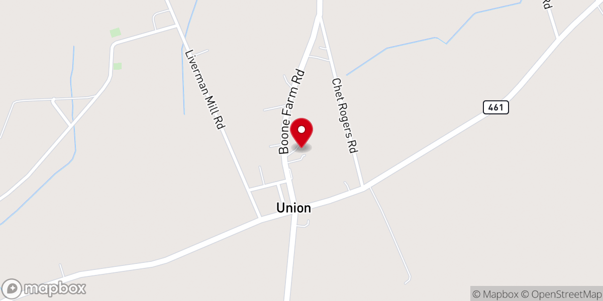 Map showing location of Union Baptist Church