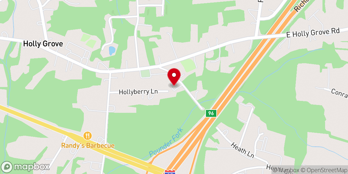 Map showing location of Holly Grove Lutheran Church