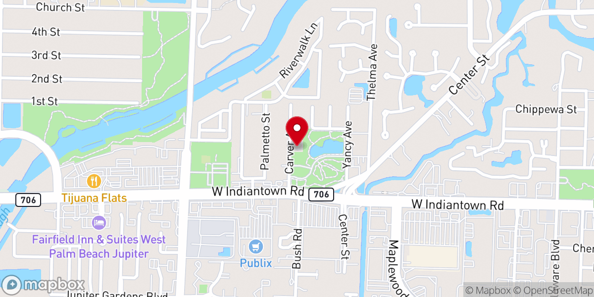 Map showing location of Iglesia De Dios Pentecostal M.I. Jupiter