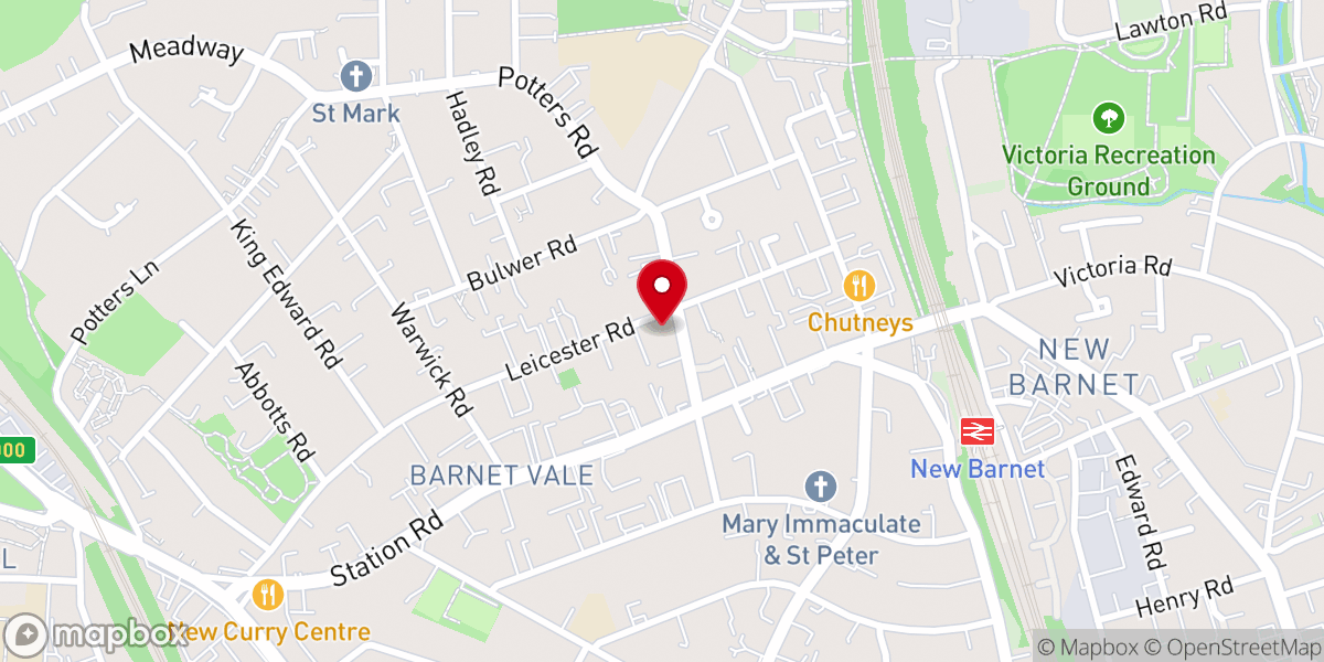 Map showing location of New Barnet Friends Meeting House