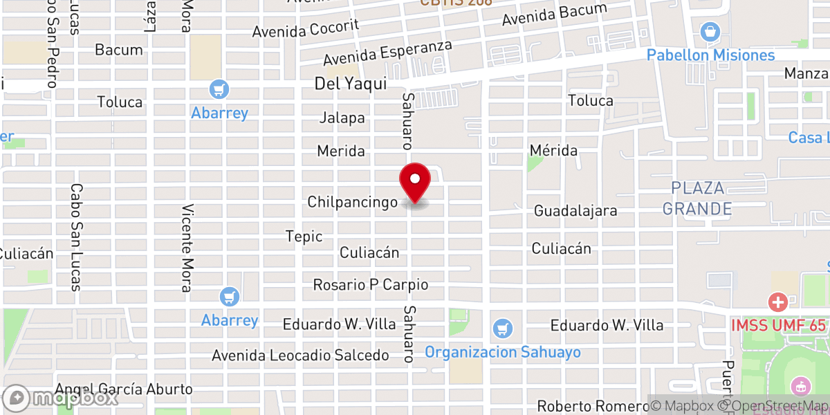 Map showing location of Iglesia (Templo Bautista Sahuaro)