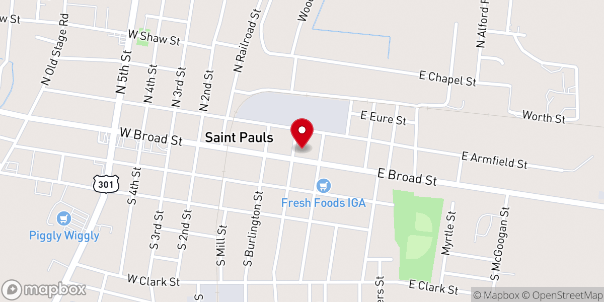 Map showing location of Friendship Baptist Church
