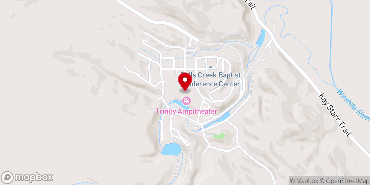 Map showing location of Falls Creek Youth Camp