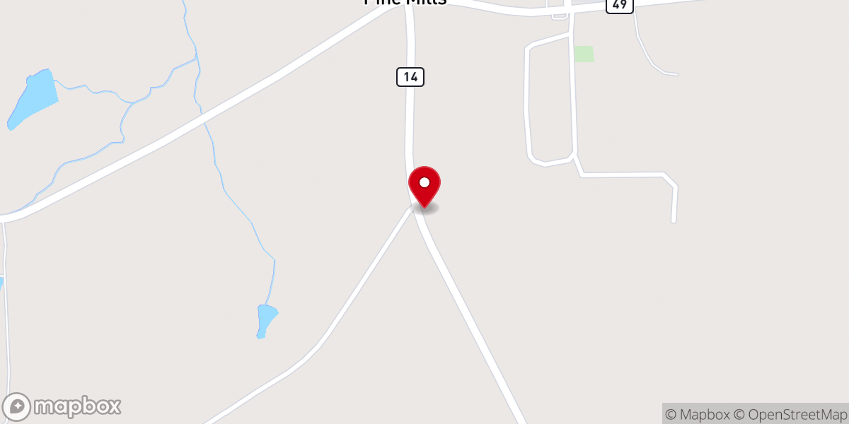 Map showing location of Pine Mills Church