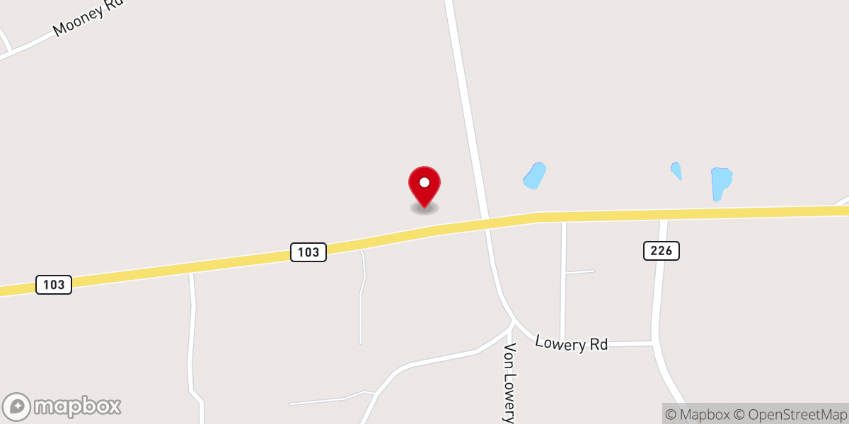 Map showing location of Etoile United Pentecostal Church