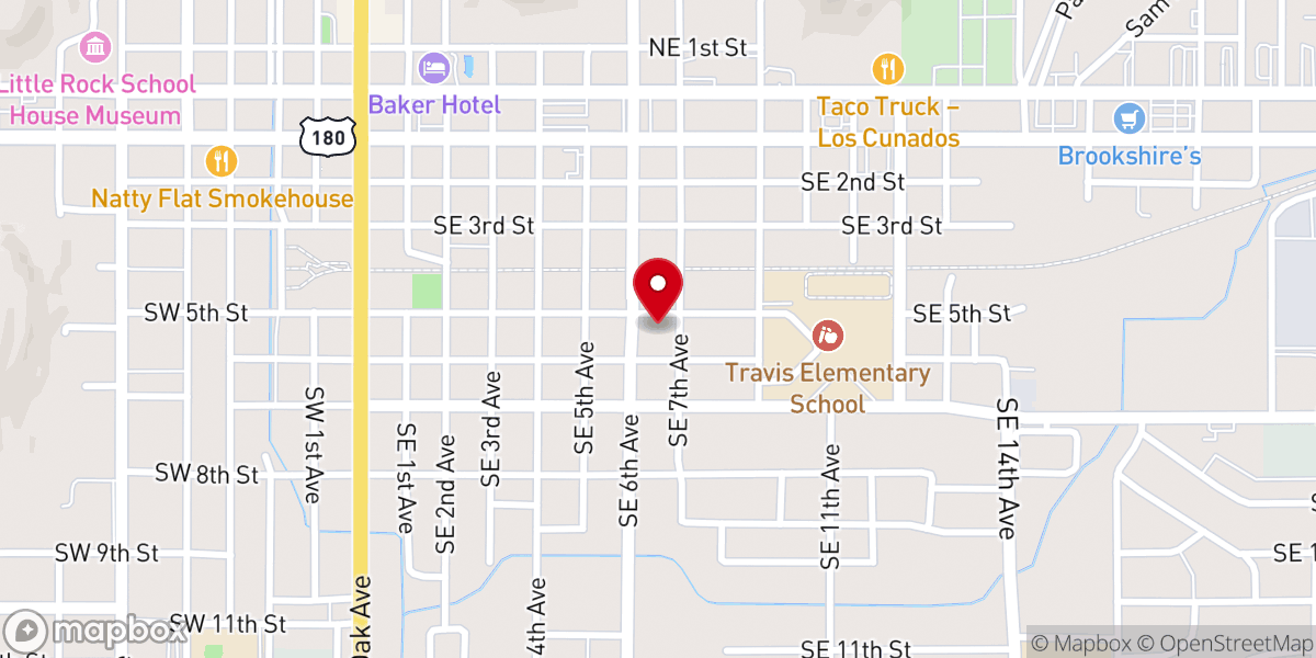 Map showing location of Calvary Baptist Church