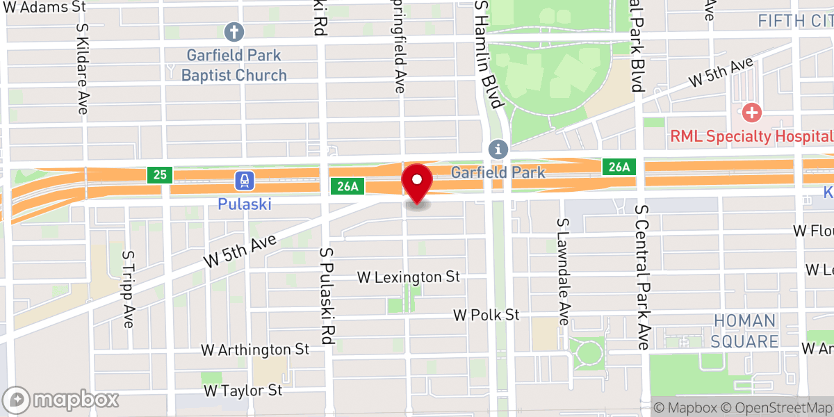 Map showing location of Gospel Temple COGIC