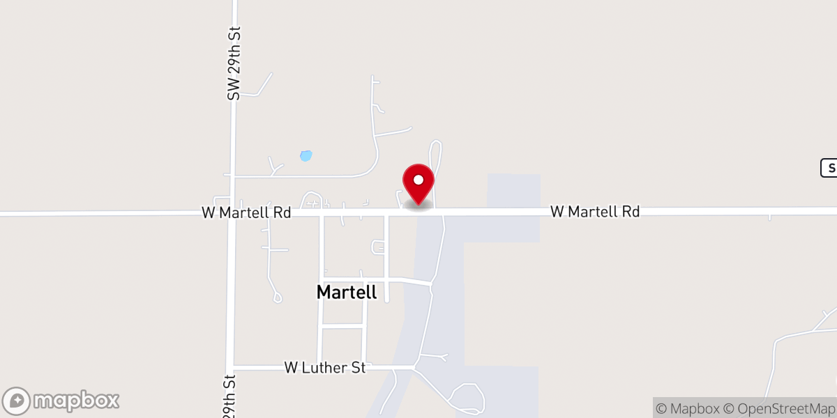 Map showing location of Martell United Methodist Church