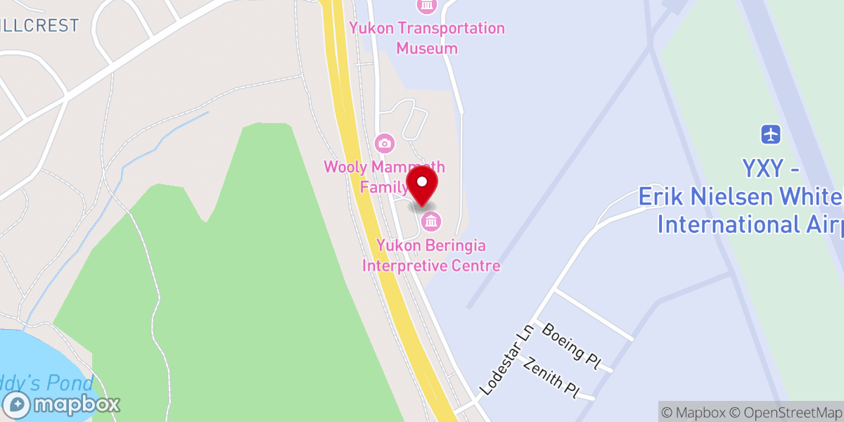 Map showing location of Yukon Beringia Interpretive Centre
