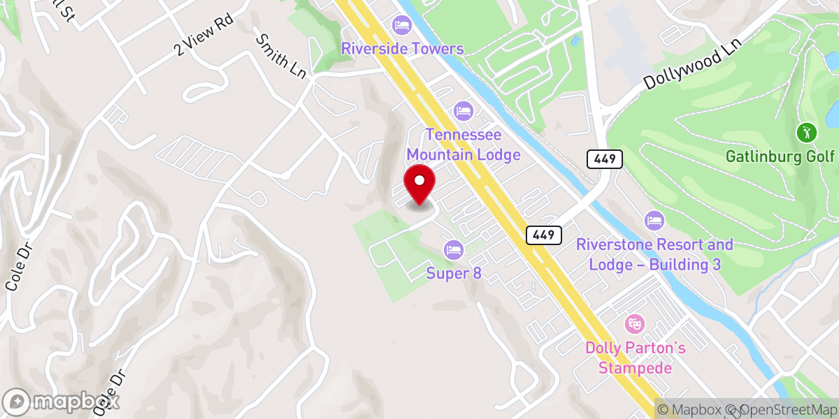Map showing location of Atchley's Smoky Mountain Chapel