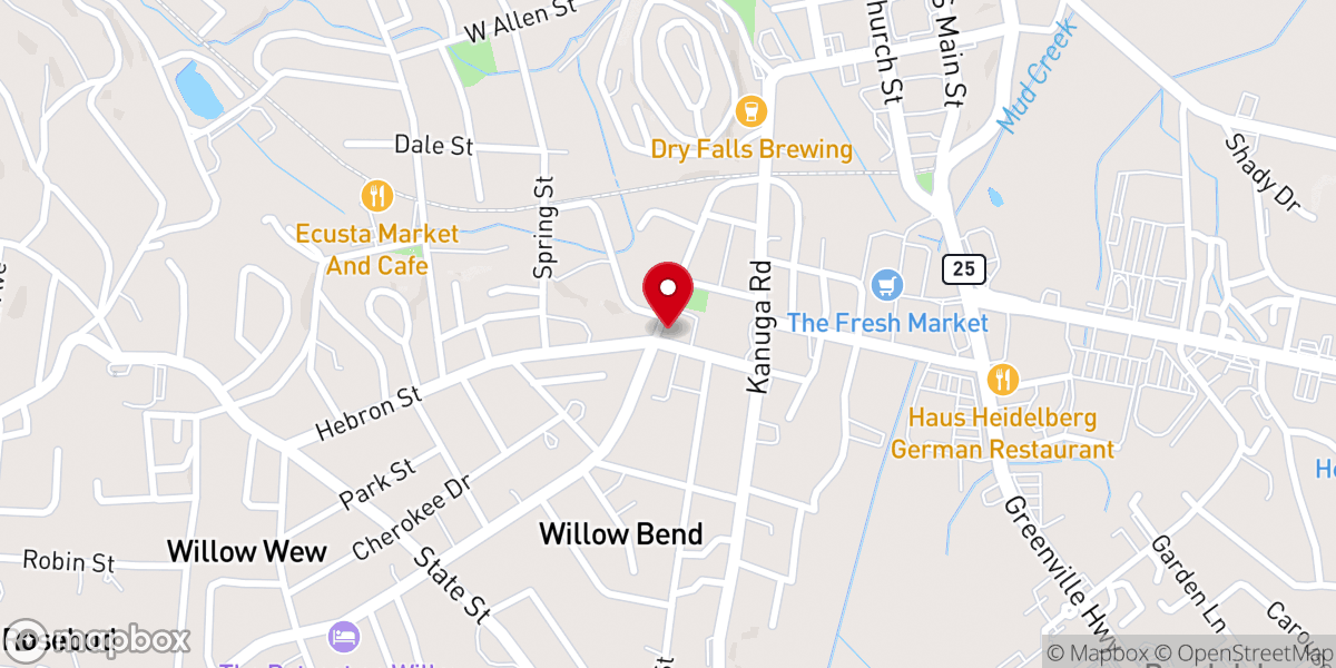 Map showing location of West Hendersonville Baptist
