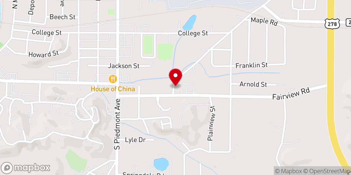Map showing location of Fairview Baptist Church
