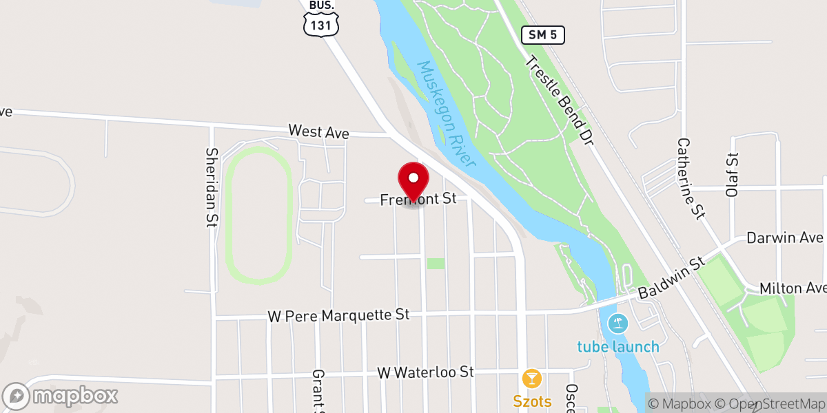 Map showing location of Big Rapids Seventh-day Adventist Church