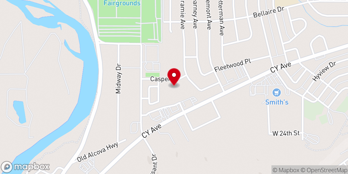 Map showing location of Casper Alliance Church